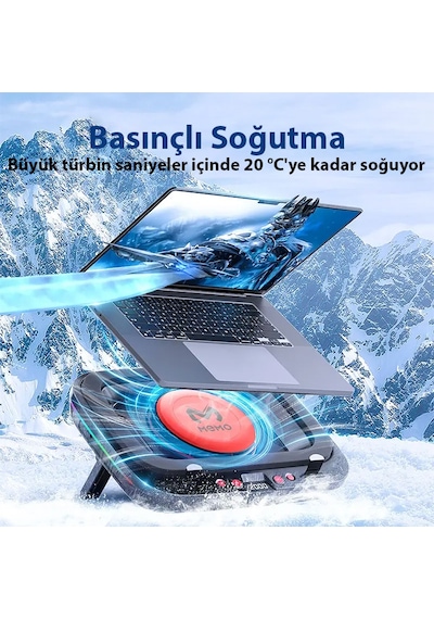 Memo Fl08 7 Seviyeli Yükseklik Ayarlanabilir Dizüstü Bilgisayar Soğutucu Yükseltici Braket Turbo Fan Soğutma Radyatörü