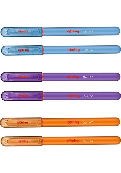 Rotring Jel Mürekkepli Tükenmez Kalem Turuncu Mor A.mavi  6'li