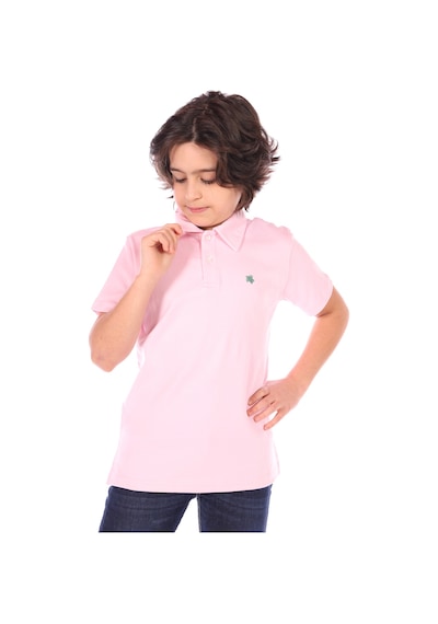 Toontoy Kids Toontoy Erkek Çocuk Polo Yaka Düğmeli Kısa Kollu Tişört Pembe