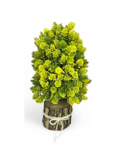 Yapay Çiçek Bonsai Ağacı Sarı Kozalaklı Kütük Saksıda Dekoratif Yapay Ağaç Bonzai 30 15 Cm