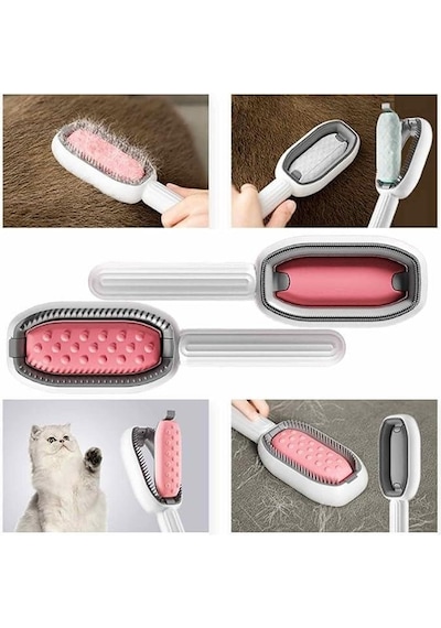 Çok Fonksiyonlu Evcil Hayvan Masajlı Silikon Köpek Kedi Bakım Tarağı Pembe