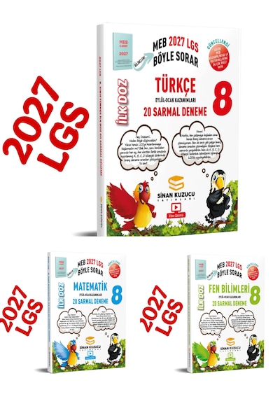 2027 8.sınıf Lgs Türkçe-matematik-fen İlk Doz Deneme 3'lü Seti Sinan Kuzucu