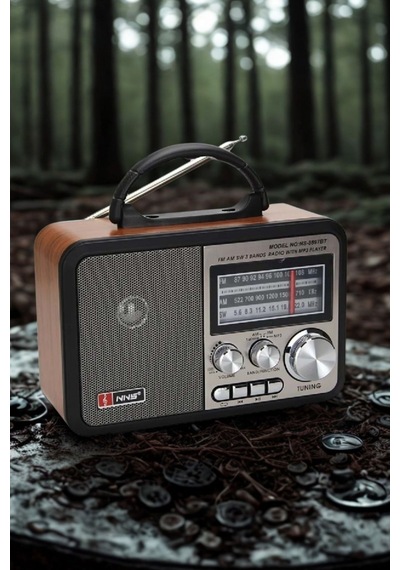 Buffer Orta Boy Retro, Nostaljik, Ahşap Tasarım Bluetooth Hoparlörlü, Şarjlı, Taşınabilir Fm/am Destekli Radyo