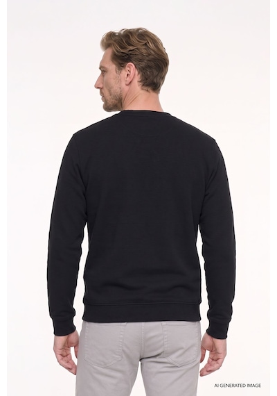 Ac&Co / Altınyıldız Classics  Erkek Sıyah 2 İplik Sıcak Tutan Standart Fit Normal Kesim Bisiklet Yaka Sweatshirt Sıyah Siyah
