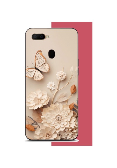 Oppo A5s-ax7-a12 Uyumlu Duvardaki Kelebek Baskılı Silikon Kılıf Renkli