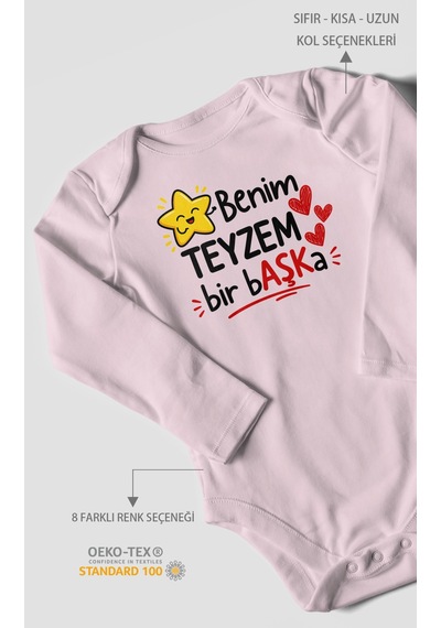 Morivokids Benim Teyzem Bir Başka Uzun Kollu Çıtçıtlı Bebek Body Bebe Pembe