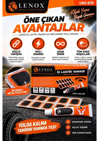 İç Lastik Yama Seti Yapıştırıcılı Bisiklet Lastik Tamir Kiti Pratik Onarım Seti Lenox Lnx-670