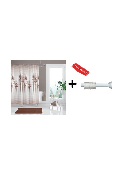 Banyo Duş Perdesi 3390 120x200 Perde Borusu Askı Aparatı 90x130 Hediyeli Çok Renkli