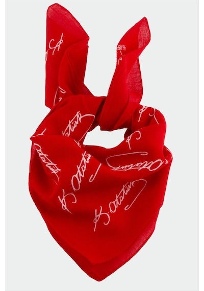 Zero Land Atatürk - 837 - İmzalı Desenli - Glblseme - Bandana 50x50-kırmızı Çok Renkli
