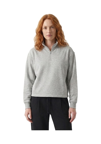 Sportive Cleo Zip Neck Kadın Gri Günlük Stil Sweatshirt 26yk0006-kml