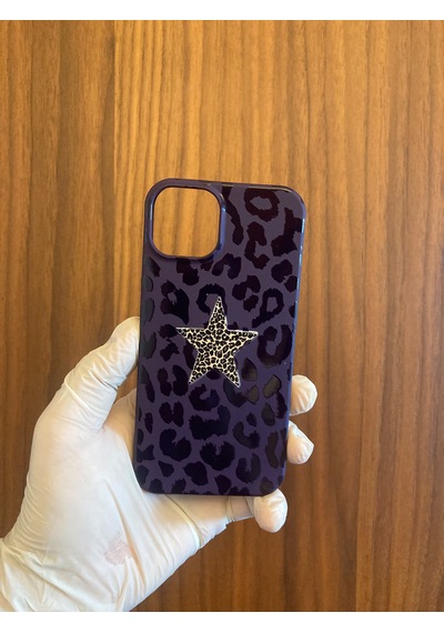 Apple iPhone Uyumlu 13/14 Leopar Baskılı İçi Kadife Silikon Telefon Kılıfı mor