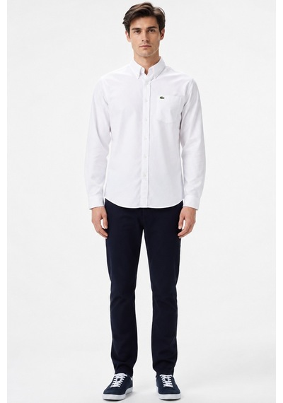 Lacoste Mens Regular Fit White Shirt Standart Kesim Organik Pamuk Erkek Gömlek Beyaz