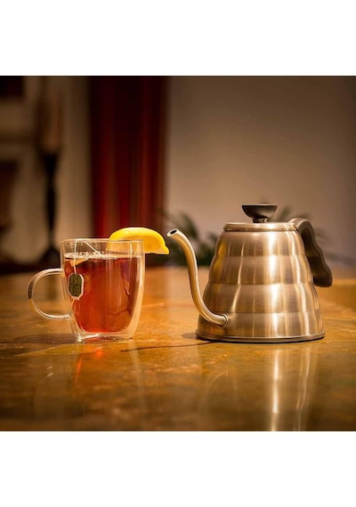 Barista Kahve Gooseneck Kettle - Çelik Kahve Demleme Dripper Kettle - İndüksiyonlu - Paslanmaz Çelik - 1200 Ml Beyaz - Çok Renkli