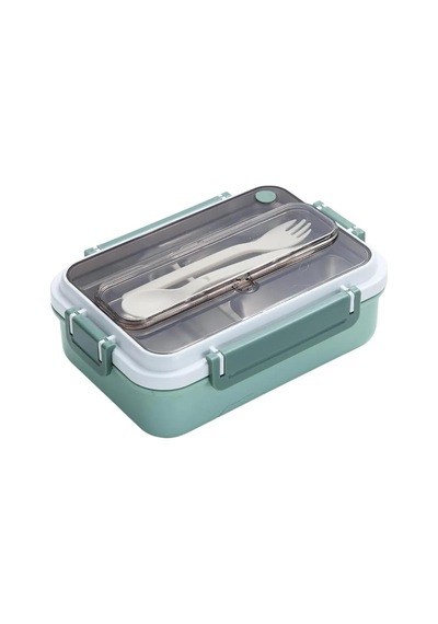 1000ml Lunchbox Tek Katlı 3 Bölmeli Çelik Sefer Tası Yemek Kutusu Koyu Yeşil Bakır