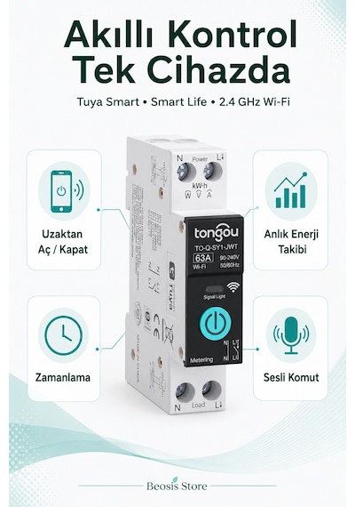 Tongou Tuya 63a Wifi Akıllı Şalter Enerji Takibi, Uzaktan Aç/kapat Ve Programlama