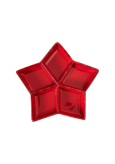 Mudo Home Star Bölmeli Sunum Tabağı 27cm Kırmızı