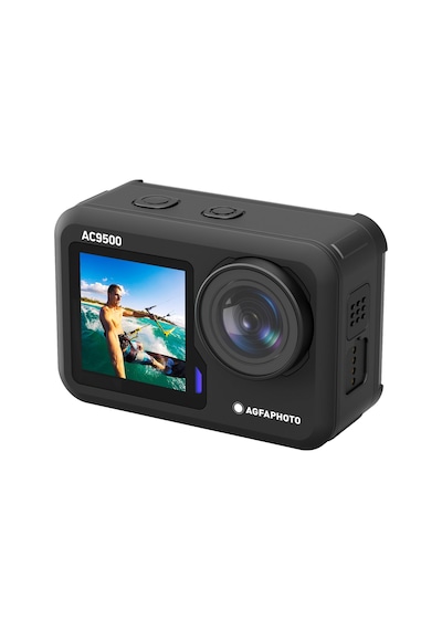 Agfa Photo Ac9500 Spor Kamerası, Su Geçirmez, 4 K Videolar, 16 Mp, Çift Ekran, 170 Geniş Açı, Wifi, Siyah