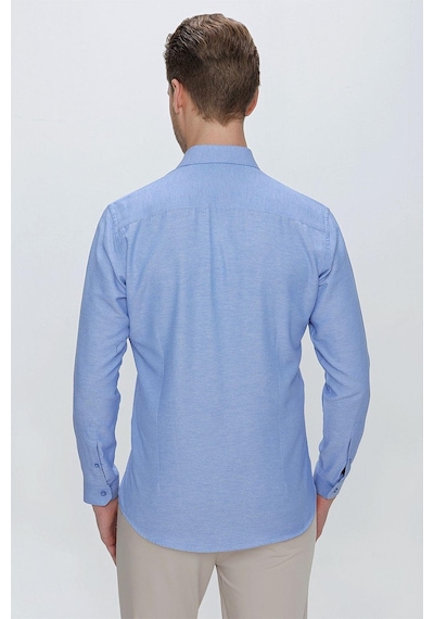 Efor Gk 673 Slim Fit Mavi Klasik Gömlek Mavi