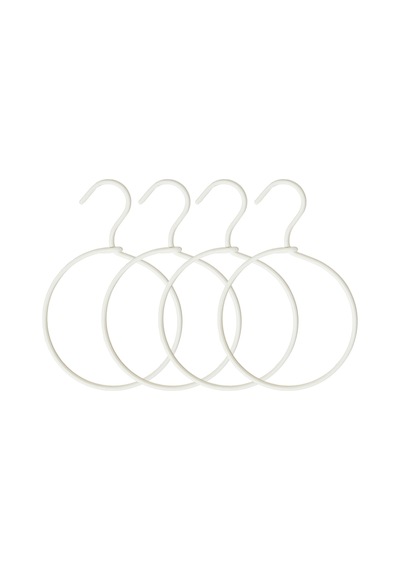 Ocean Home Textile 4'lü Halka Ekru Renk Kumaş Kaplı Metal Aksesuar Askısı 24.5 X 16 X 0.5 Cm Ekru