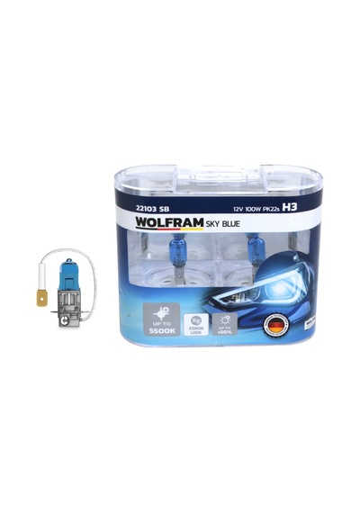 12V H3 Beyaz Işık Ampul Wolfram Sky Blue 5500K Takım - 2 Adet