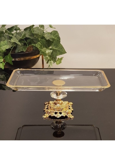 Atabey Home Döküm Ayaklı Yaldız Detaylı Servis Tabağı
