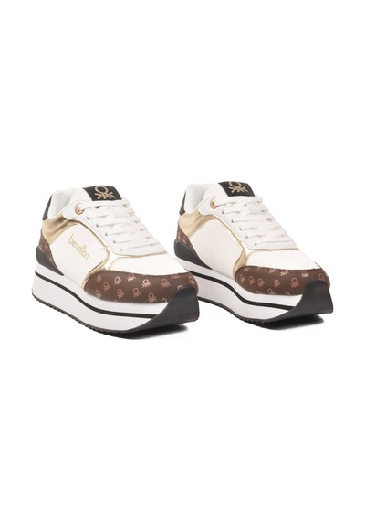 United Colors Of Benetton Beyaz Bağcıklı Cilt Memory Foam Kadın Spor Ayakkabı Bnı-12096 G