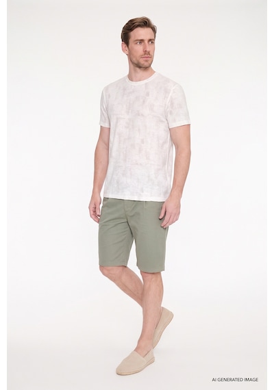 Ac&co Erkek Hakı Pamuklu Slim Fit Beli Bağlamalı Yan Cepli Esnek Şort Haki
