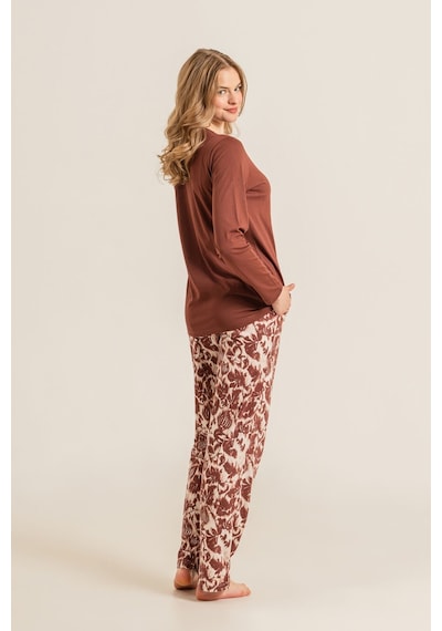 Pierre Cardin Kadın Kahverengi Uzun Kol Pijama Takım Pc9264-s-v1 Pc9264-s-v1