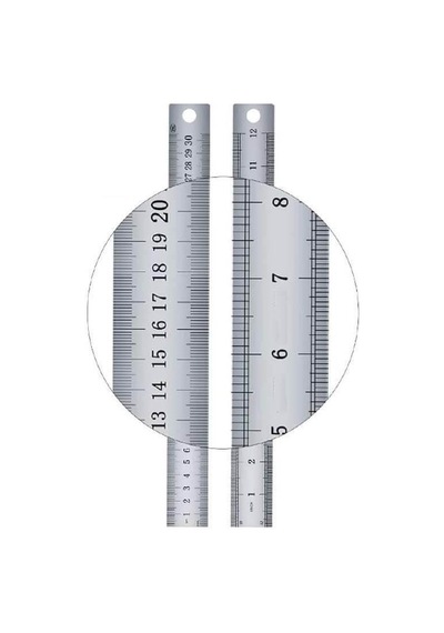 30cm 12 İnch - Çift Taraflı Paslanmaz Çelik Metal Cetvel - Kalınlık 1mm