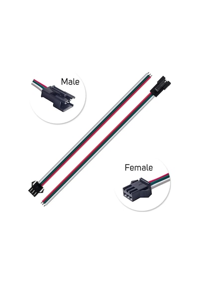 2 Adet 3 Pin Jst Sm 10cm Kablo Erkek Dişi Çifti Bağlantı Soketi Led Konnektör Şerit Led Rgb Ws2812b Ws2811