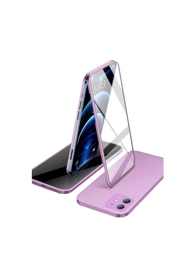 Apple iPhone Uyumlu 12 360 Derece Tam Kaplayan Cam Kapak Kılıf