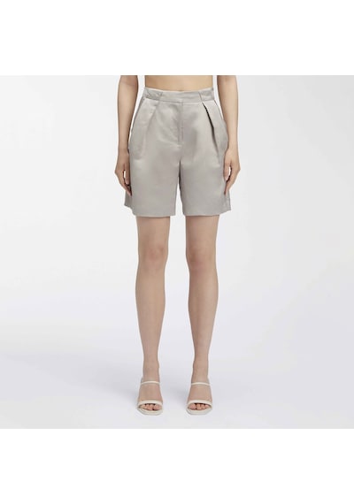 Calvin Klein Elevated Daywear Kadın Keten Karışımlı Bej Şort Calvin Klein Elevated Daywear Kadın Keten Karışımlı Bej Şort