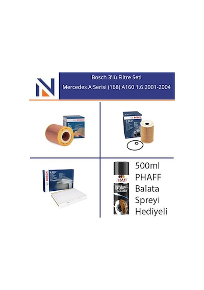 Mercedes A Serisi 168 A160 1.6 2001-2004 Bosch 3'lü Filtre Seti