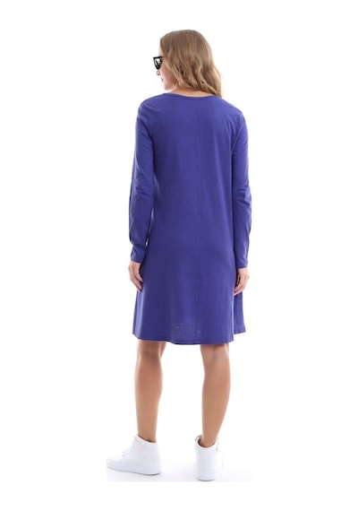 Self Clothing Kadın Tunik Elbise Düğmeli Yan Yırtmaçlı Mor