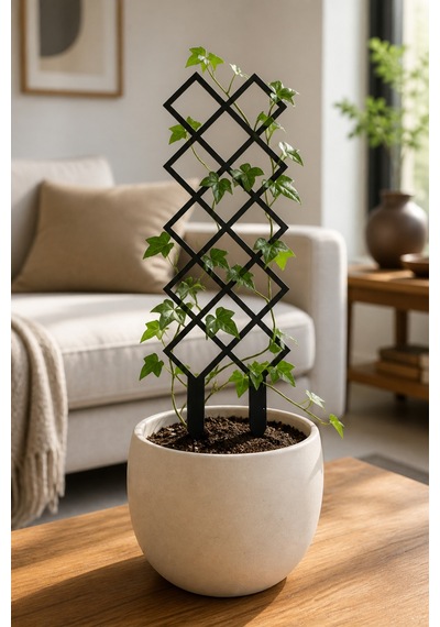 Arliadesign Kare Desenli Saksı Bitki Destek Çubuğu 10 40 Cm Siyah Mdf Sarmaşık Desteği Tekli