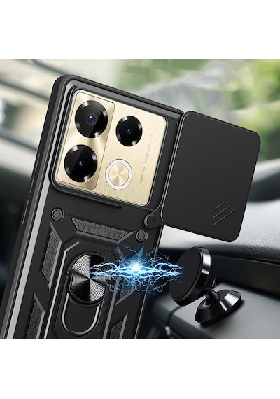 İnfinix Note 40 Pro 5g İle Uyumlu Kılıf Magnetik Standlı Kamera Korumalı Sürgülü Kapak
