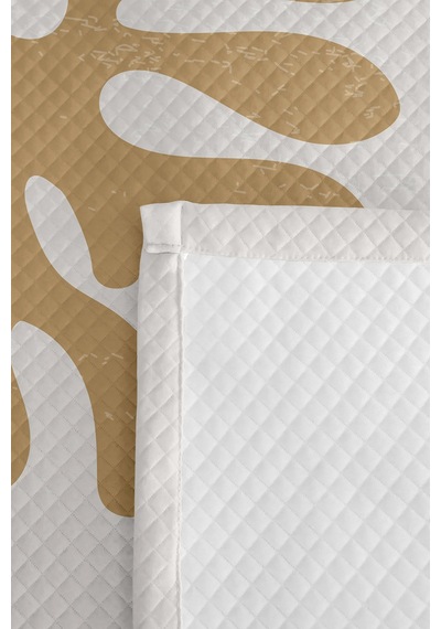Bej Yaprak Minimal Genç Odası Tek Kişilik Pike Takımı - Bohem 160x220 Cm Kapitone Yatak Örtüsü Gizli Sükunet Sükuneti