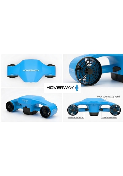 Hoverway Orca 2 Pro Çift Motorlu 1600w 2x800w Deniz Scooter I Sea Scooter -blue
