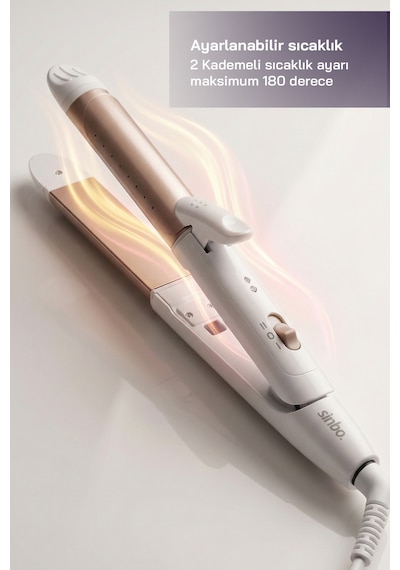 Sinbo Shd-1730 2in1 Saç Düzleştirici Ve Maşa Seramik Kaplama 180 C Çift Fonksiyon Rose Gold