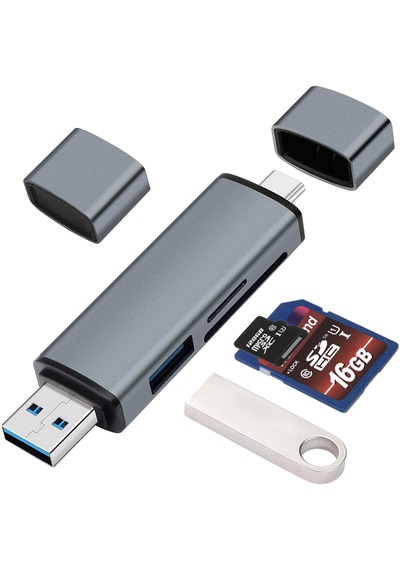 Cr62 5in1 Çift Girişli Usb 3.0 & Type-c Otg Kart Okuyucu Hub Sd, Micro Sd Kart Okuyucu Adaptör