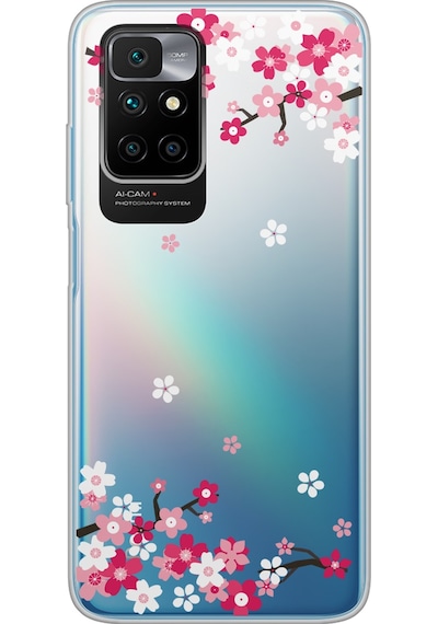 Redmi 10 2022 Art Sakura Tasarımlı Süper Şeffaf Telefon Kılıfı Çok Renkli