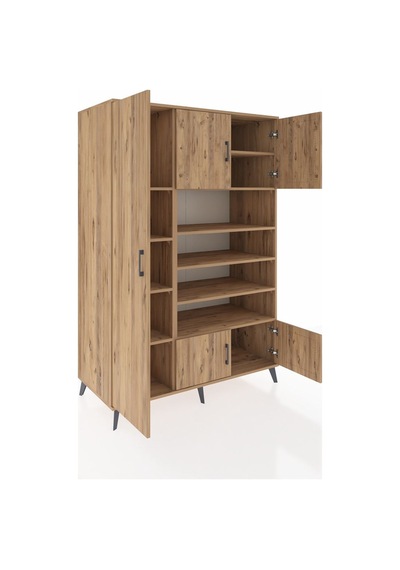 Kronos Dolap 10 Raflı 5 Kapaklı 132x59x195 Çam-çam/çam Çam