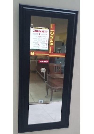 Mdf Lam Kenar Siyah Flotal Ayna Kutuda Sevk El Yapım Duvar Boy Aynası 45x115 CM