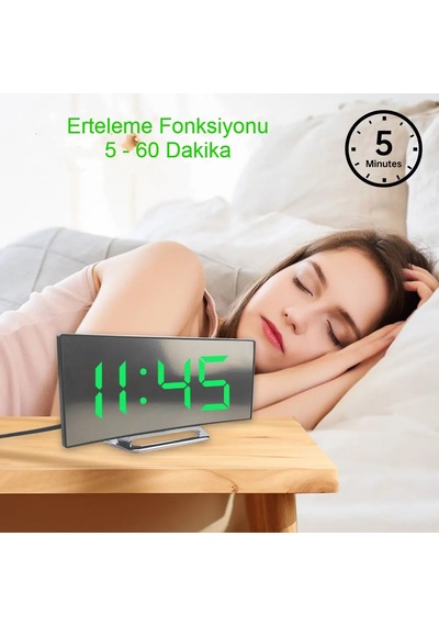 Ayna Çalar Dekoratif Led Saat Sıcaklık Modlu Usb Çalışan Dijital