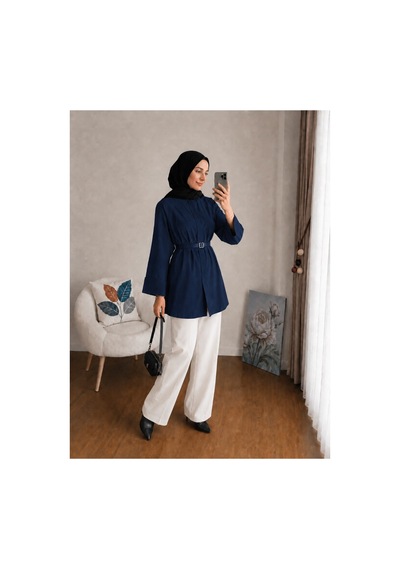 Unika Boutique Kemer Detaylı Gömlek Lacivert