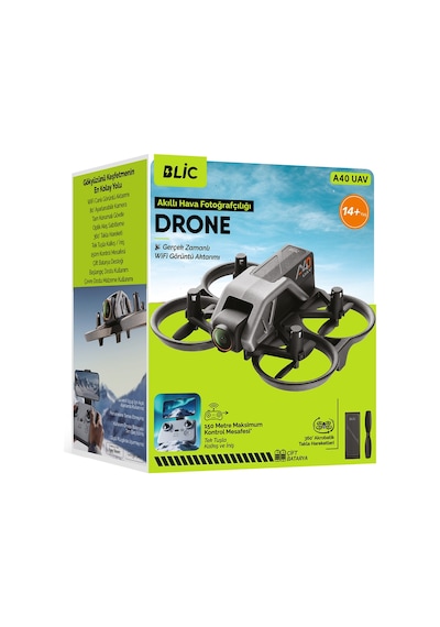 Blic A40 Uav Wifi Kameralı Drone, 150 Metre Kontrol Mesafesi, 360 Takla, Optik Akış Sabitleme, Çift Siyah