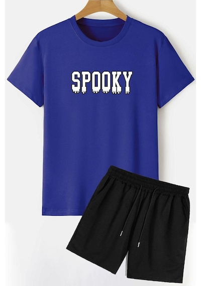Uyguntarz Spooky Şort T-shirt Eşofman Takımı Mavi