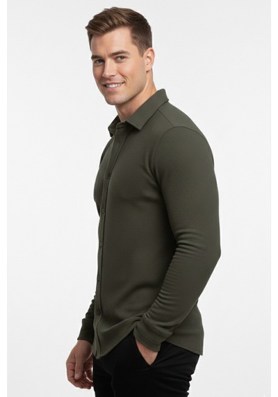 Rizzup Haki Slim Fit Örme Kumaş Likralı Erkek Gömlek Nefes Alan Esnek Ve Modern Tasarım 2602604 Rizzup Haki Slim Fit Örme Kumaş Likralı Erkek Gömlek Nefes Alan Esnek Ve Modern Tasarım 2602604