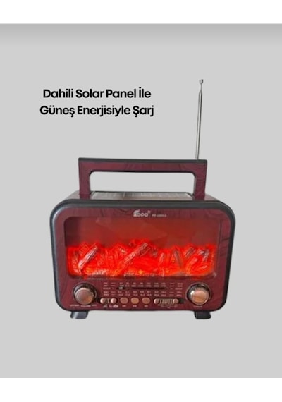 Solar Şarjlı Şömine Işıklı Bluetooth Hoparlör Radyo, Usb, Tf Kart Destekli Radyo