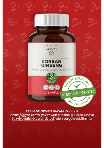 Erbatab Kırmızı Kore Ginsengi Eki Korean Ginseng 30 Kapsül